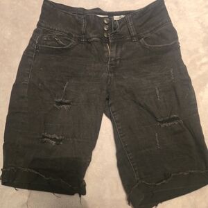 Stylish Black Distressed Women's Denim Shorts